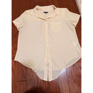 J.Crew Mercantile Womens Cream Short Sleeve Button Down Shirt Size M Ivory Top